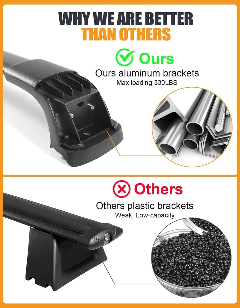 KINGGERI 330lbs Lockable Roof Racks Cross Bars Fit for Jeep Grand Cherokee 2011-2021 with Grooved Side Rails(NOT for Raised Side Rails), Heavy Duty Anti-Theft Aluminum Rails Crossbars Cargo Kayak - Image 5